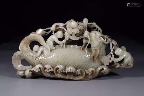 Furnishing articles: hetian Bai Yuyu dragon boySize: length ...