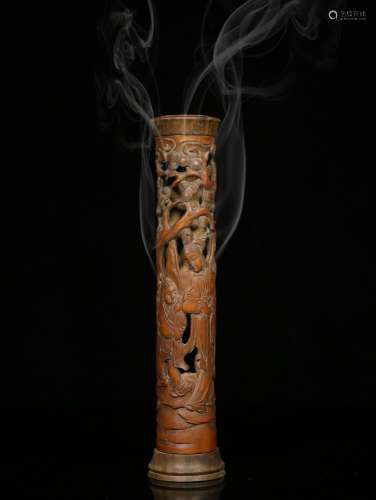.Manual carving grain bamboo fragrance cylinder furnishing a...