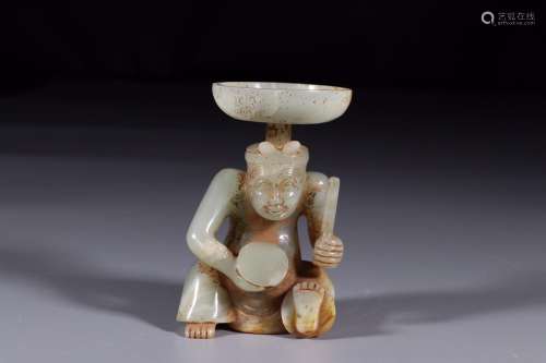 Hetian jade drums figurines of the lampLong and 7.5 cm wide ...