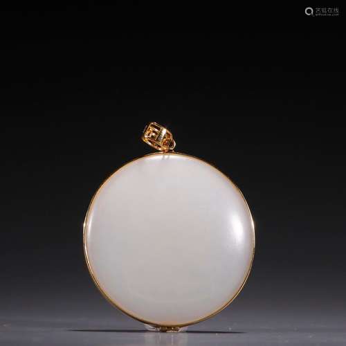 Hetian jade, a seed hopper 18 k gold four arm guanyin pendan...