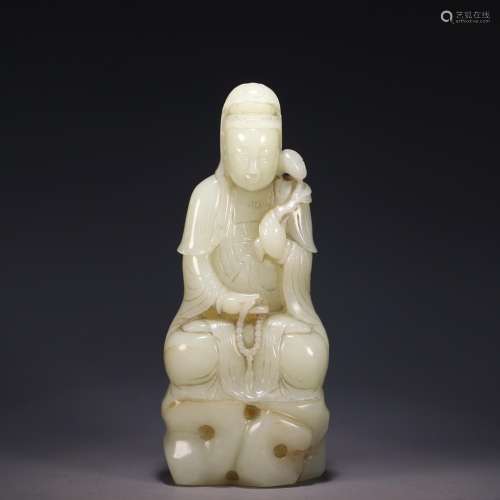 Hetian jade guanyin caveSize: 3.8 cm long and 6.2 cm wide 15...