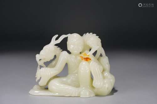 : hetian jade dragon furnishing articlesLength: 11.3 cm. Wid...