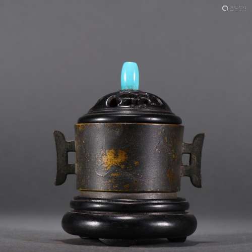 The treasure of ancient old brass halberd ear aroma stove.Sp...