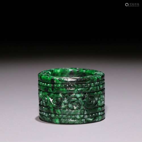 Jade carved BanZhiSpecification: inside diameter of 2.1 cm 3...
