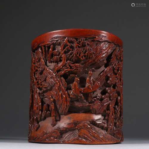 Brush pot: bamboo rock characters storySpecification: 15 cm ...