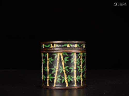 Cover box - copper fetal cloisonne "bamboo"Specifi...