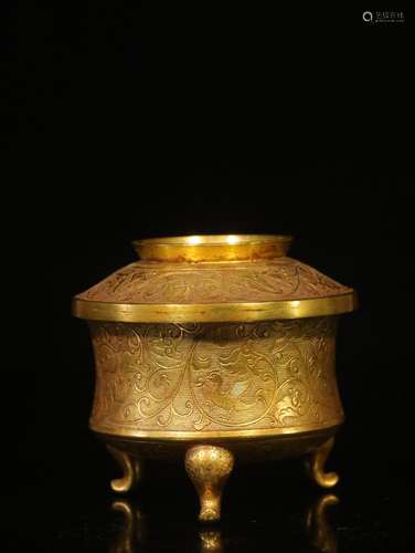 .Copper and gold carve engraves branch lines vessels with th...