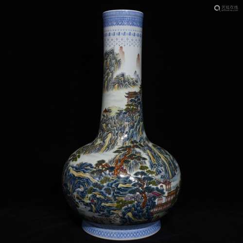 Heavy pastel landscape attic grain to the flask, high diamet...