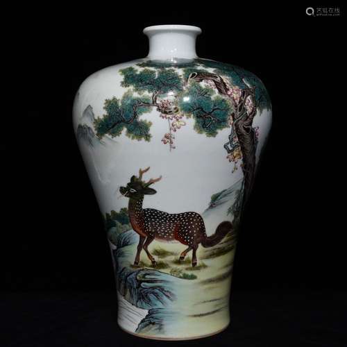 Pastel deer grain mei bottle, high 34.5 diameter 23,