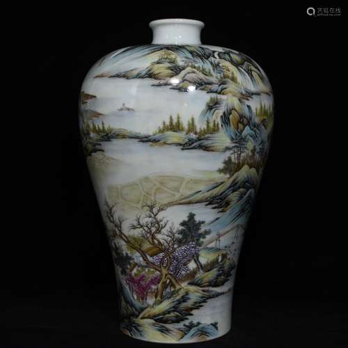 Pastel landscape grain mei bottle, high 37.8 diameter of 24,