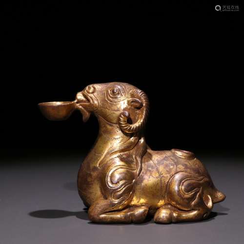 Copper and gold four water cheng argali (or ovis ammon)Speci...