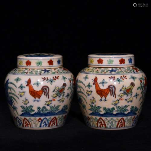 Color, chenghua chicken on day word jar 10.5 x10