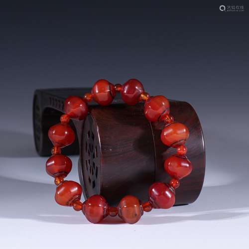 Old hand bead string agate lanternSpecification: bead diamet...