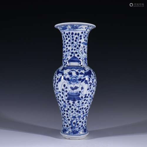 Blue and white plum blossom figure flower vase with stories ...