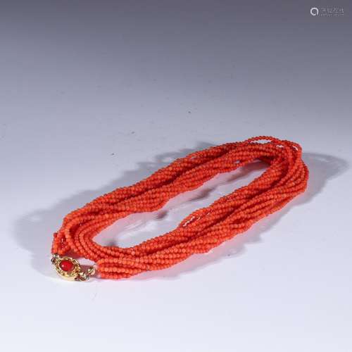 A red coral necklaceSpecification: 0.7 cm thick heavy 38 gCo...