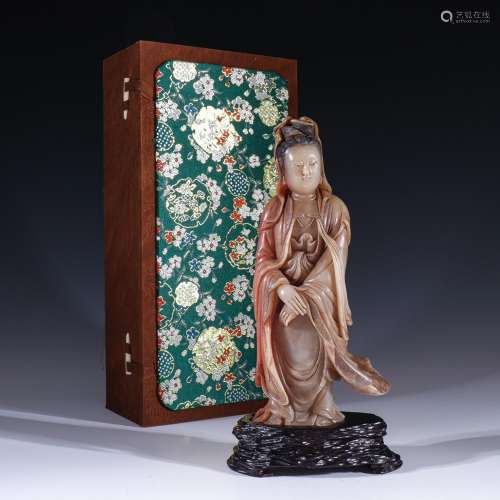 Shou furong stone "stand guanyin statue.Specification: ...