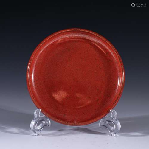 Rust red glaze element face plateSpecification: 18.5 cm in d...