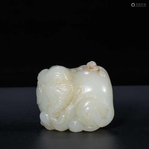 On the evening of hetian jade carvings "seal hou worshi...