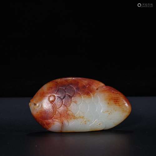 Hetian jade carved pieces of fishSpecification: high 5.2 cm ...