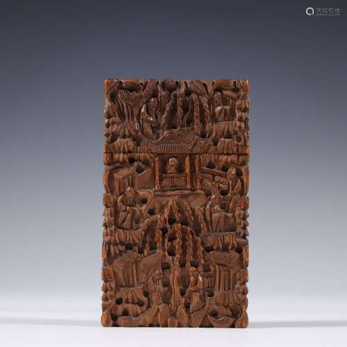 Later, sandal with carved characters story card case, full o...