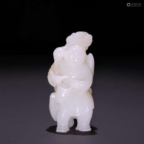 Hetian jade statue of the lad.Specification: high 6.15 cm wi...