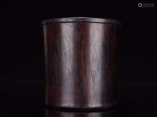 - red sandalwood wood grain pattern brush pot.Specification:...