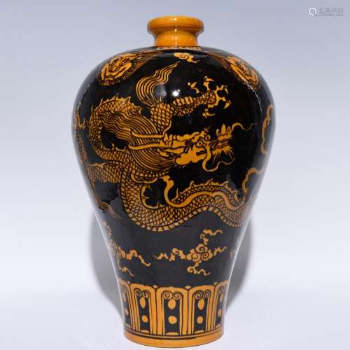 43.5 x27.5, yellow glaze dragon plum bottle