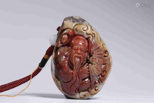 Shoushan stone god of wealth to pieces7.4 cm long, 5.5 cm wi...