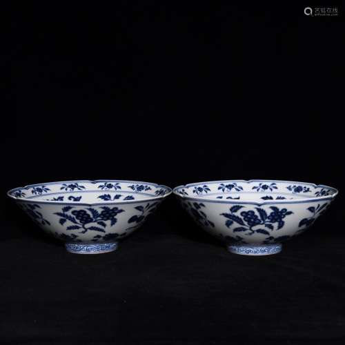 8.5 x22.8, blue and white flower grain hat to bowl