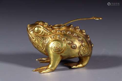 : three pure silver and gold toad water jarLong and 7.7 cm w...