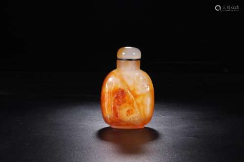 : stories of agate snuff bottleSize: 7.4 cm wide and 4.9 x 2...