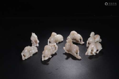 : hetian jade, eight horse furnishing articlesSize: 9.5 x 4....