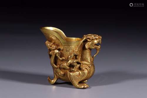 : copper and gold longnu gobletSize: 10.2 cm wide and 6.1 cm...