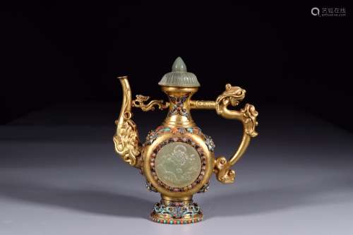 : copper and gold treasure dragon ewerSize: 18 cm high 6.4 c...
