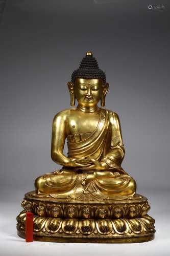 , copper shakyamuni Buddha statueSize: wide 38 high 52 weigh...