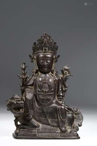 Manjusri bodhisattva, copper statueSize: 21.5 * 30 cm weighs...