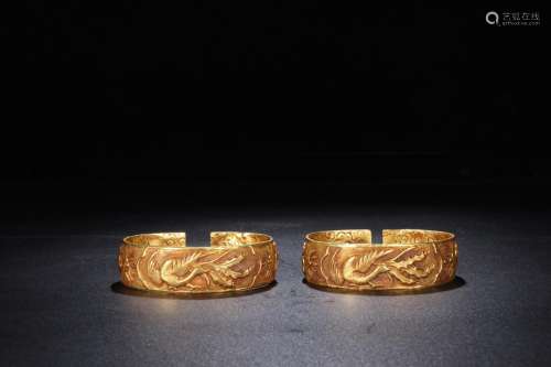 : phoenix grain of pure gold bracelet a coupleSize: 2.0 cm h...