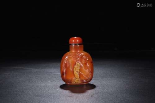 : agate snuff bottle, character storySize: 7.0 cm x 2.6 5 cm...