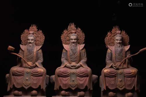 In ancient China, Taoist wooden Sanqing statues