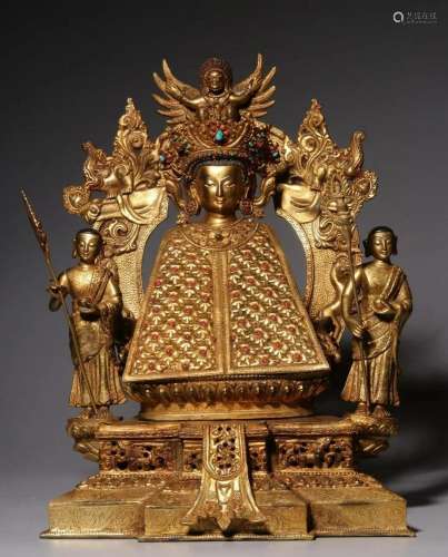 In the Qing Dynasty, the bronze gilded statue of one Buddha ...