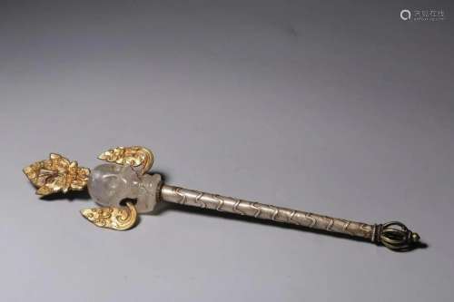In ancient China, copper gilded gold inlaid with crystal cor...