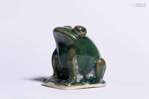 , green glazed frog furnishing articles7 CM long and 6.8 CM ...