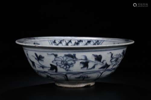 Early: blue and white flowers cattle grain bowl8.7 CM high 2...