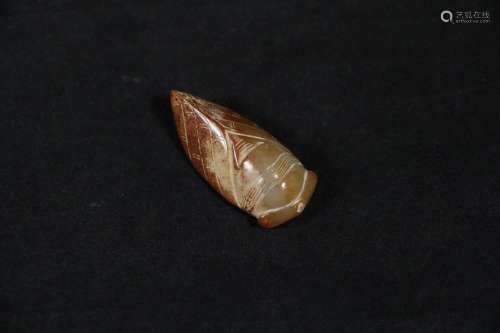 The ancient jade cicada shaped pendantSize: 3.8 cm long, 1.7...