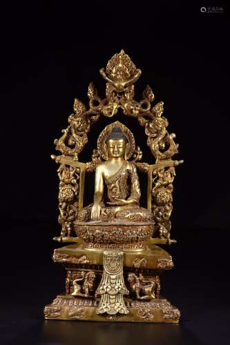 : copper and gold backlit shakyamuni Buddha statueSize: long...