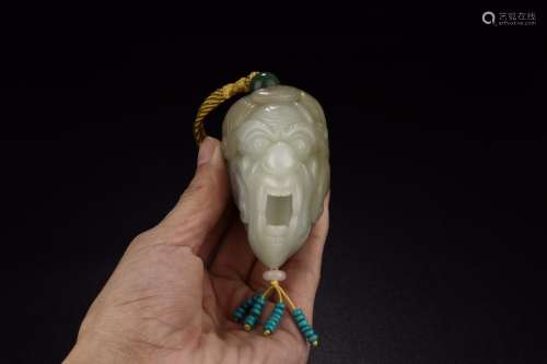 : hetian jade by glaring gold to piecesSize: 5.7 cm wide and...