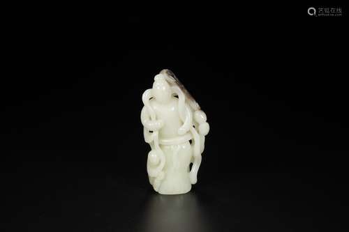 , hotan white jade engraved look lady ladSize: 7.1 * 3 * 13....