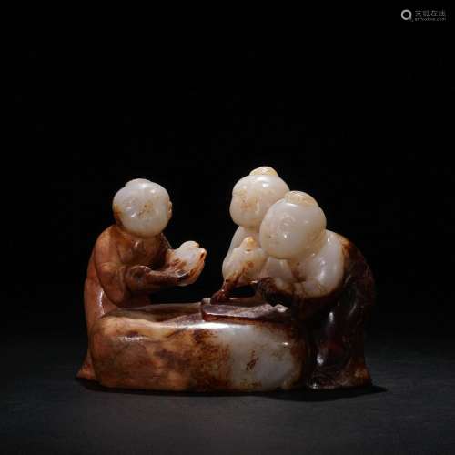 old hetian jade lad a poem furnishing articlesSize is 9.2 cm...
