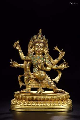 : copper gold treasure statue of Buddha's mother likeLon...