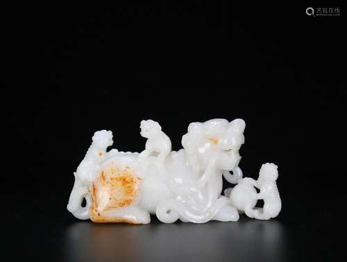 Overseas reflux hotan white jade, "the lion play ball, ...